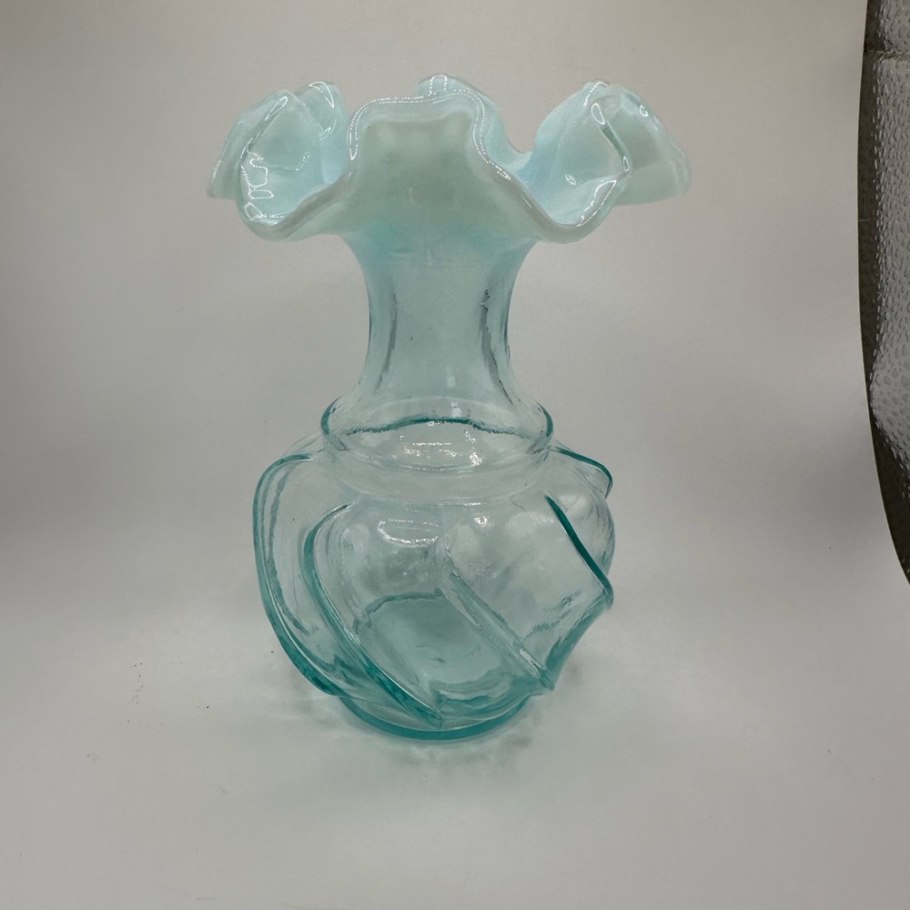 Fenton Wave Crest Blue‎ Ruffled Vase